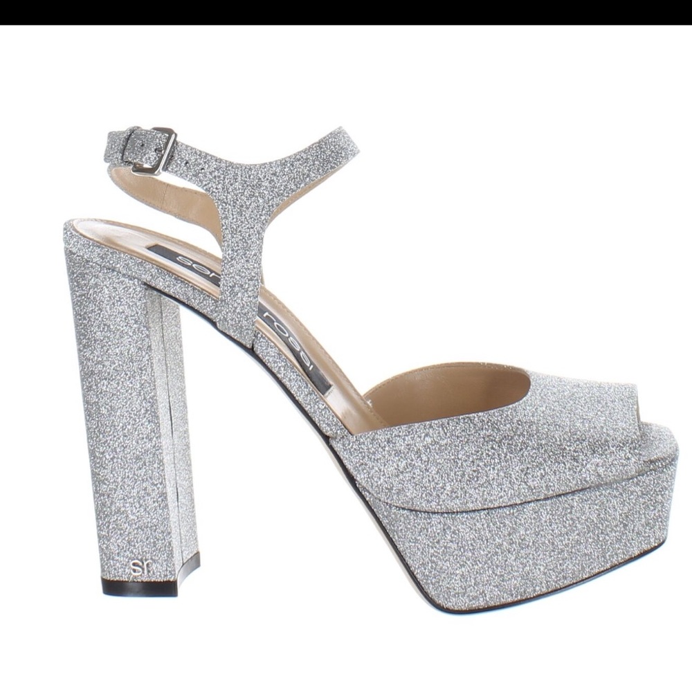 Sergio Rossi $795 Monica Platform Sandals Sparkle